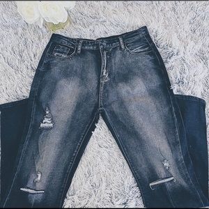 Distressed black jeans